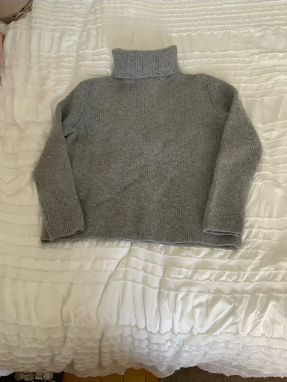 Quince 100% Mongolian Cashmere Fisherman Turtleneck Sweater Heather Grey - Picture 2 of 5
